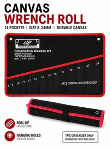14-Pocket Tool Organizer Roll. Durable Wrench Storage Bag With Portable Handle. Perfect For Garage & Workshop Organization. - Tool Bag - View 1