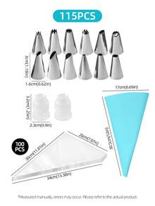115/120/217 Pcs Cake Decorating Kit, Piping Bags And Tips Set With Disposable & Reusable Pastry Bags, Icing Nozzles, Scrapers, Couplers, DIY Baking Tools For Holiday Birthday Cake Cupcake Cookie - View 9