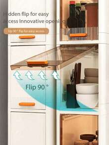 20cm/7.8 Inch Narrow Gap Storage Cabinet, 3-5 Tier Flip Lid Storage Cabinet, Thickened Plastic Rolling Storage Cabinet, Multi-Layer Living Room Clothing Home Dust-Proof Storage Rack, Room Decor, Kitchen Accessories, Christmas, Bedroom Decor, Home Decor - View 5