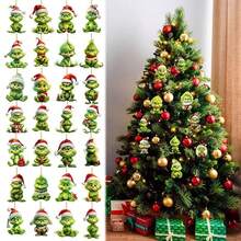 The Grinch 5 buah Dekorasi Natal, Ornamen Gantung, Dekorasi Rumah Pohon Natal Seru Grin-Ch 2D (Gaya Acak) - Beraneka warna - View 2