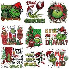 The Grinch 1 buah Stiker Pakaian Setrika Natal, Patch Setrika Bordir Transfer Panas, Logo dan Cetak Offset - View 2