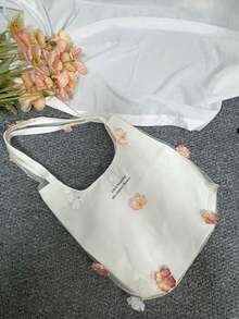 2025 New Chinese Style Embroidered Artistic Fresh Fairy Fabric Bag Shoulder Tote Bag Commuter Large Capacity Vest Bag - White - View 4