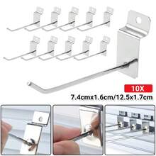 10pcs BULK Slatwall Hooks 100mm Slat Wall Grooved Panel Hook 3.2MM - Silver - View 2