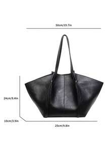 Dedoo Women Soft PU Trapezoid Tote Bag,Solid Color Minimalist Tie Design,Large Capacity Commuter Shoulder Bag,Suitable For Daily Office,Spring/Summer - Black - View 12