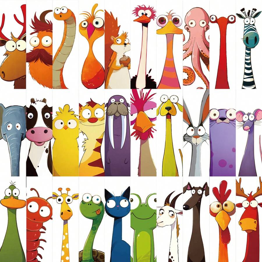 30pcs Funny Animal Bookmark Are Suitable As School Gifts And Reward Gifts,Cartoon Reading Pages, Book Tag Decorations, Creative Student Gifts, DIY Bookmarks, Back To School Season - 1set/30PCS - View 1