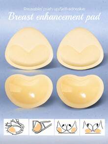 2pcs Heart-Shaped Bra Pads, Invisible Non-Slip Design, Fillable Space, Suitable For Shirts, Lingerie And Daily Swimwear, Applicable For Various Occasions Including Weddings, Formal Events And Daily Commute. Triangle Shaped Breast Pads, Used For Bras And Bikinis. - Multi-color - View 3