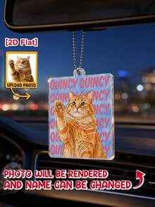 Catygift Custom Watercolor Pet Portrait Car Ornament, Rearview Mirror Auto Decor, Thoughtful Gift For Pet Owners - As Shown - View 5