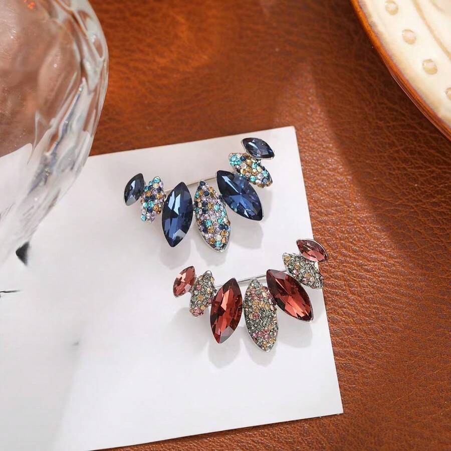 1pc New Brooch High-End Women's Brooch Pin Premium Niche Feather Rhinestone Inlaid Personalized Brooch Accessory Fashionable And Elegant - Multicolor - View 1