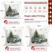4pcs/1pc Christmas Snowflake Christmas Tree Pattern Pillow Case, Single-Sided Printed Pillow Case, Suitable For Living Room Bedroom Home Decor, All Season Pillow Case - Multicolor - View 2