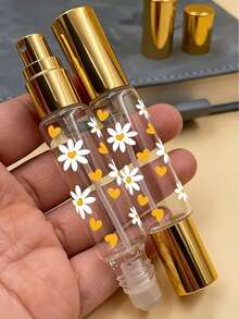 Travel Mini Perfume Refillable Spray Bottle, 10ml Perfume Travel Refill, Dual-Head 2-In-1 Perfume Decant Bottle, Roller Ball & Spray Function, Daisy & Heart Print Pattern Cosmetic Bottle, Perfume Travel Spray Decant Bottle - Multicolor - View 3