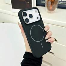 Luxury Liquid Silicone Magnetic Soft Phone Case Compatible With IPhone 18 Pro Max 17 16 15 14 13 12 11 Pro Max Plus For Wireless Charge Shockproof Cover, Simple Style, For Gift Idea For Women Men - Black - View 3