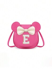 1pc Girls' Popular Cartoon Ear Crossbody Bag, Bowknot Towel Letter Small Purse, Cute Princess Coin Purse Gift For Girls - Hot Pink - View 31