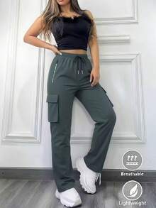 新款女款戶外春秋休閒長褲，登山褲，適合四季穿著，附多功能口袋，女款工裝褲，適合戶外登山、攀岩、探險及其他運動，送給女友的完美禮物 - 灰色 - 查看 3