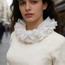 Women's Fake Collar And Cuff Set, High-End Lace Bow Tie Clothing Accessory - White - View 6