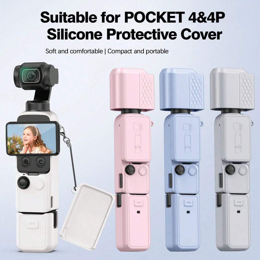 Silicone Protective Case For Osmo Pocket 4&4P, Lens Protective Cover Anti-Scratch Skin, Includes Screen Protector And Other Action Camera Protective Case Accessories (Protective Case Only)