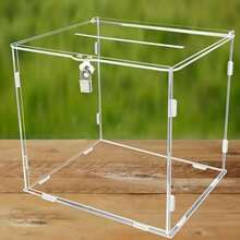 1 pieza Caja de acrílico transparente con cerradura y ranuras para tarjetas de boda, caja de tarjetas de regalo para recepción de boda, decoración de ceremonia de graduación, caja de tarjetas de dinero de boda de gran tamaño con cerradura y ranuras para almacenamiento de tarjetas de regalo, contenedor de almacenamiento de tarjetas de regalo para fiestas - Unitalla - Ver 5