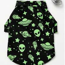 LUCKIE PAL 1pc Black Alien Spaceship Funny Print Casual Fashionable Summer Pet Shirt, Suitable For Cats And Dogs Indoor And Outdoor - Black - View 11