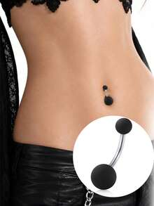 3PCS Punk Style Black Navel Nail Belly Button Ring Halloween Gift 14g 316L Hypoallergenic Suitable For Women - 1.6*10mm Navel Nail - View 3