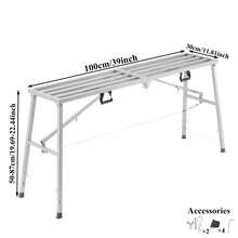 Portable Foldable Workbench With Adjustable Height & Wide Base - Heavy-Duty Foldable, Railing Suitable For Home Renovation, , RV Cleaning, Window Washing - Ideal For/Outdoor Use With Free Gifts (Workbench) - Silvery 650Lbs 39'' - View 3