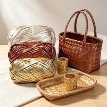 KNIT-TRANS 3pcs 300g Multi-Color Artificial Leather Yarn, Polyester Metallic Crochet And Knitting Yarn, 33m/36yds Per Roll, Suitable For DIY Bags, Blankets, Cushions, Rugs, With Eye-Catching Unique Metallic Tone - Multiple Styles - View 8