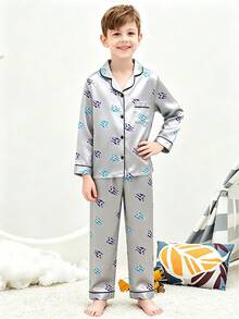 Tween Boy Gray Football Long Sleeve & Long Pants Pajama 2-Piece Set - Multicolor - View 5