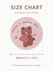 6pcs Cute Bear Stickers Pink Kawaii Round Sealing Labels Gift Packaging Birthday Party Favor Envelope Scrapbook Decoration Self Adhesive Sticker Set - Multicolor - View 2