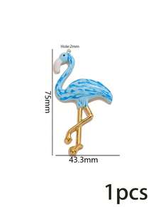 1 Pc 304 Stainless Steel Enamel Animal Pendants, Colorful Flamingo & Zebra Charms, Cute Wild Animal DIY Accessories Necklace Bracelet Making - Multicolor - View 12