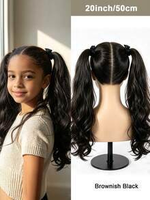 Tie-Up Double Wave Ponytail Hair Extensions, Synthetic Fiber Curly Drawstring Ponytail Wig, Suitable For Girls, Soft Large Wave Curly Hair Piece, Easy To Wear, Suitable For Daily, Halloween, Christmas Party And Cosplay, Multiple Lengths Available - Multicolor - View 16