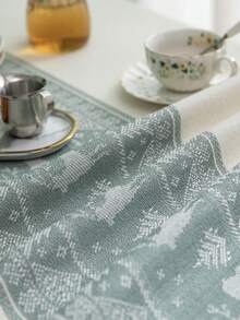 1pc Autumn/Winter Christmas Jacquard Tablecloth, Green Deer Pattern, Rectangular Tablecloth, Dining Table Cloth, Holiday Home Decor, Party Tablecloth, Suitable For Kitchen, Dining Room, Gathering, Living Room, Holiday, Party, New Year Decoration, Christmas Decoration, Christmas Gift, Autumn Decoration, Merry Christmas - Green - View 9