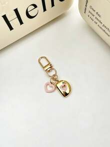 1pc 26 Letters Oil Drop Hollow Heart Pendant Initial Keychain, Bag Charm Pendant, Copper Material, Perfect Gift For Couples And Friends - Random Color - View 4