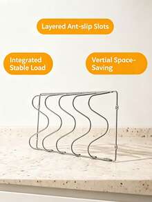 Wall-Mounted Pot Lid Rack, Multi-Tiered Wall-Mounted Kitchen Storage Rack, Draining Pot Lid Rack, Cabinet Storage Rack, Suitable For Pot Lids, Cookware, And Cutting Boards, Space-Saving Kitchen Shelf, Suitable For Home And Restaurant Use. - Multicolor - View 8