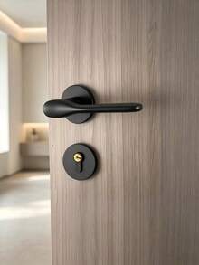 1 Set Full Metal Split Door Lock, Comprising Two Door Handles And Lock Body With Lock Cylinder, Comes With 3 Keys, Suitable For Bedroom, Large Room, Kitchen, Main Door, Round Door Handle For Easy Use, Exquisite Craftsmanship, Black Texture Elegant, Overall Effect Is Perfect - A - View 9