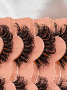 7 Pairs 5d Volume False Eyelashes Fluffy Russian Big Curling Imitation Mink Hair Eyelashes Dramatic Makeup Effect Suitable For Parties Stages And Travel - Black - View 4