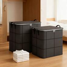 Thick Black Storage Bags, Large Foldable Organizers For Clothes & Quilts, Dorm Essentials. Perfect For Blankets, Comforters, Closet, Under-Bed & Dorm Storage, Ideal For Moving Sorting, Laundry And Space-Saving Room Organization - Grey - View 1