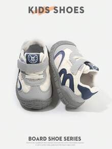 1 par quiltade retro sneakers för småbarn med färgblock, stängd tå, kardborre och platt sula, för förskola och street wear [välj efter faktisk innersulans längd i cm] - Grå - Visa 4
