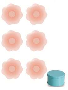 2/6/12pcs Women's Reusable Silicone Nipple Covers, Invisible Self-Adhesive Breast Pasties With Travel Storage Box - Multicolor - View 18