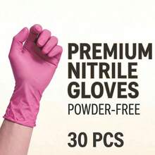 30Pcs Deep Pink Disposable Nitrile Gloves, Latex-Free, Waterproof, Comfortable Fit, For Kitchen Cleaning, Bathroom, Hair Dye, Tattoo, Auto Repair, Household Use, Random Packaging - 30pcs - View 3