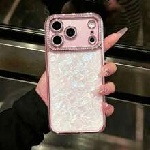 Luxury Rhinestone Phone Case, Compatible With IPhone 18 Pro Max 17 Air 16 15 14 Plus 13 12 11, Transparent Glitter Frame With Shell Pattern Backplate, Shockproof Protective Cover, Suitable As A Gift For Women And Men - Pink - View 4