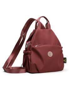 Ransel Kecil Minimalis Warna Polos dari Kain Oxford, Ringan, Multi-Kompartemen, Tahan Air, Tas Perjalanan Kasual untuk Komuter dan Perjalanan Jarak Pendek - MultiWarna - View 11