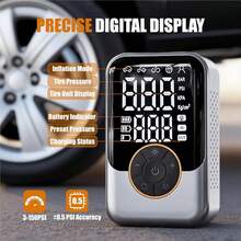 Portable Tire Inflator, Cordless Air Compressor, Rechargeable Electric Tire Pump With Digital Pressure Gauge, Led Light, Auto Shut-Off, 150psi Fast Inflation For Cars, Motorcycles, Bicycles & Balls.7.4V 2000mAh - Wireless - View 4