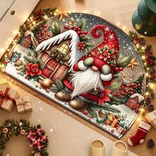 1PC Christmas Snow House Christmas Tree Snowy Scene Holiday Doormat, Small Rug, Welcome Mat, Carpet, Floor Mat, Outdoor Doormat, Kitchen Rug, Home Decor, Front Door Mat, Area Rug, Outdoor Mat, Home Decor, Area Carpet, Garden Rug - Multicolor - View 1