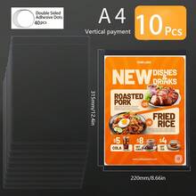 2/5/10pcs Self-Adhesive Sign Holders, Transparent Acrylic Wall-Mounted Photo Frames, A4 A5 A6 Multiple Sizes, Ultra-Thin Reusable Document Menu Protectors, Suitable For Office And Room Decoration - Multiple Specifications - View 28