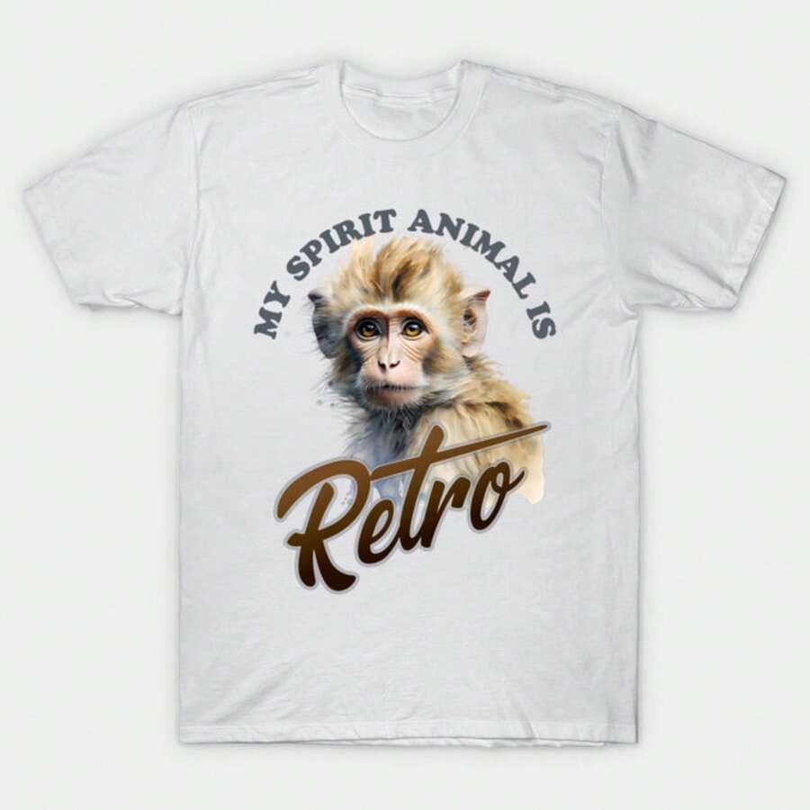 Unisex-Summer/Autumn T-Shirts - My Spirit Animal Is Retro T-Shirt-Streetwear,Y2k,Herren,Pasha Style,Herbst Outfit,Essentials,Baumwolle Herren,Vintage, - White - View 1