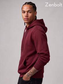 Zenbolt Daily Hooded Long Sleeve Shirt, Integrated Hood Design, Smooth Waffle Texture, Tailored Slim Cut For Easy Matching - Red - View 3