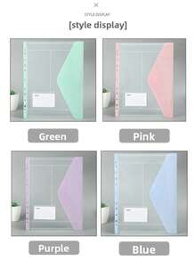 6pcs Macaron Color PP Transparent Envelope Binder Pockets, 11 Holes Compatible With 2/3/4 Hole Binders, With Random Style Label Slots, Home Office Student Back To School Storage Folders (Random Color And Style) - Multiple Styles - View 3