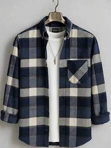 100% Cotton Linen, Breathable, Lightweight, Button-Down Collar, Men's Linen Shirt - Royal Blue - View 2