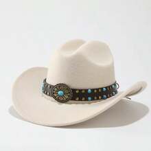 Unisex Denim Cowboy Hat, Western Jazz Hat, Vintage Outdoor Travel Party Riding Costume Felt Hat - Multicolor - View 9