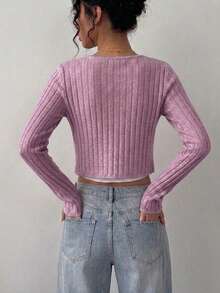 Women Cardigans - Mauve Purple - View 3