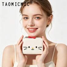 Cute Cat Embroidery PU Leather Short Bifold Wallet With Bow Zipper Charm, Snap Closure Multi Card Slots Coin Purse For Women Girls - Multicolor - View 4