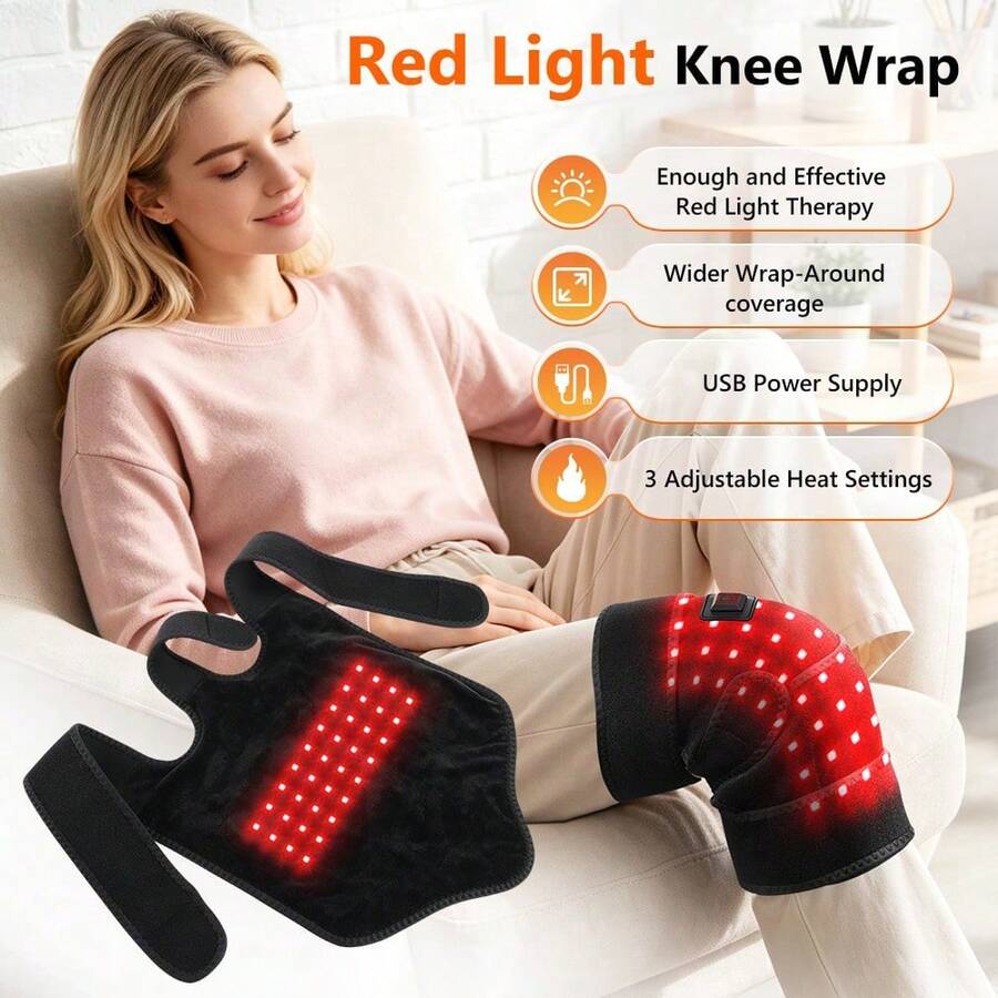 Hailicare Balutan Lutut Pemanas, Bantalan Lutut Pemanas Lampu Merah Bertenaga USB, Kontrol Suhu 3 Tingkat dengan Manik Lampu Merah 660nm, Dukungan Termal yang Dapat Diatur untuk Lutut, Siku, dan Kaki untuk Penggunaan Sehari-hari, Tanpa Baterai Terintegrasi, Hadiah Hangat untuk Keluarga & Teman - Hitam - View 1